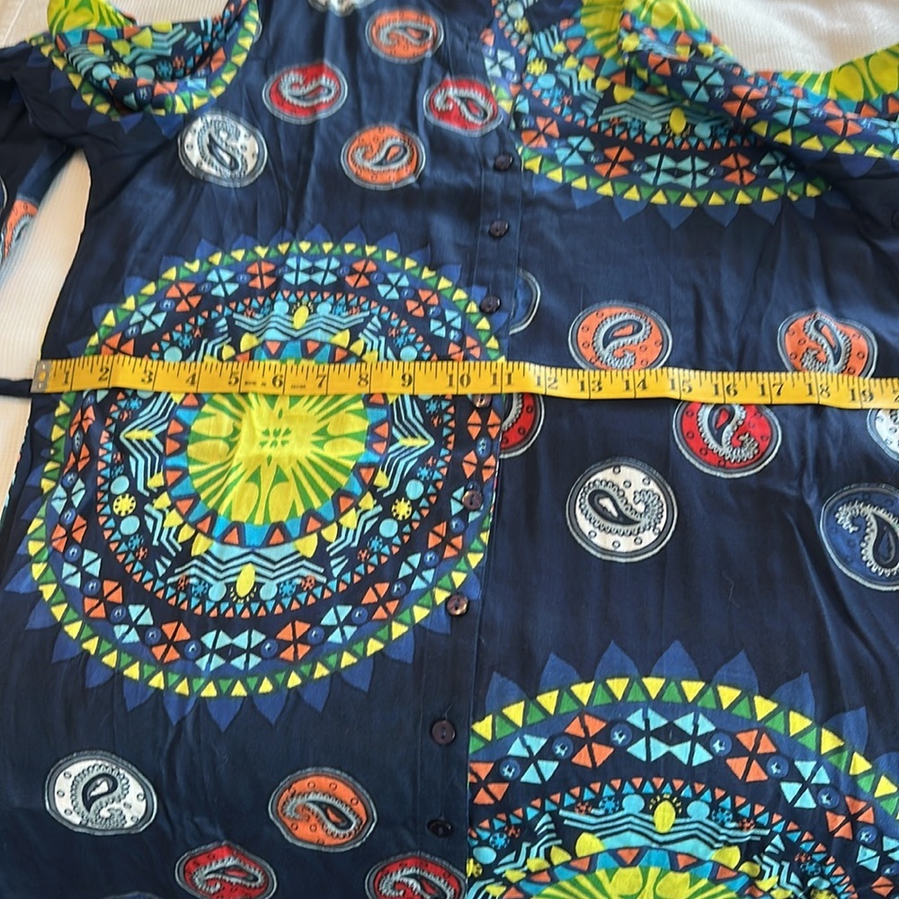 Colorful Patterned Tunic Cover-up Dress Size Large 100% Viscose - Picture 11 of 14